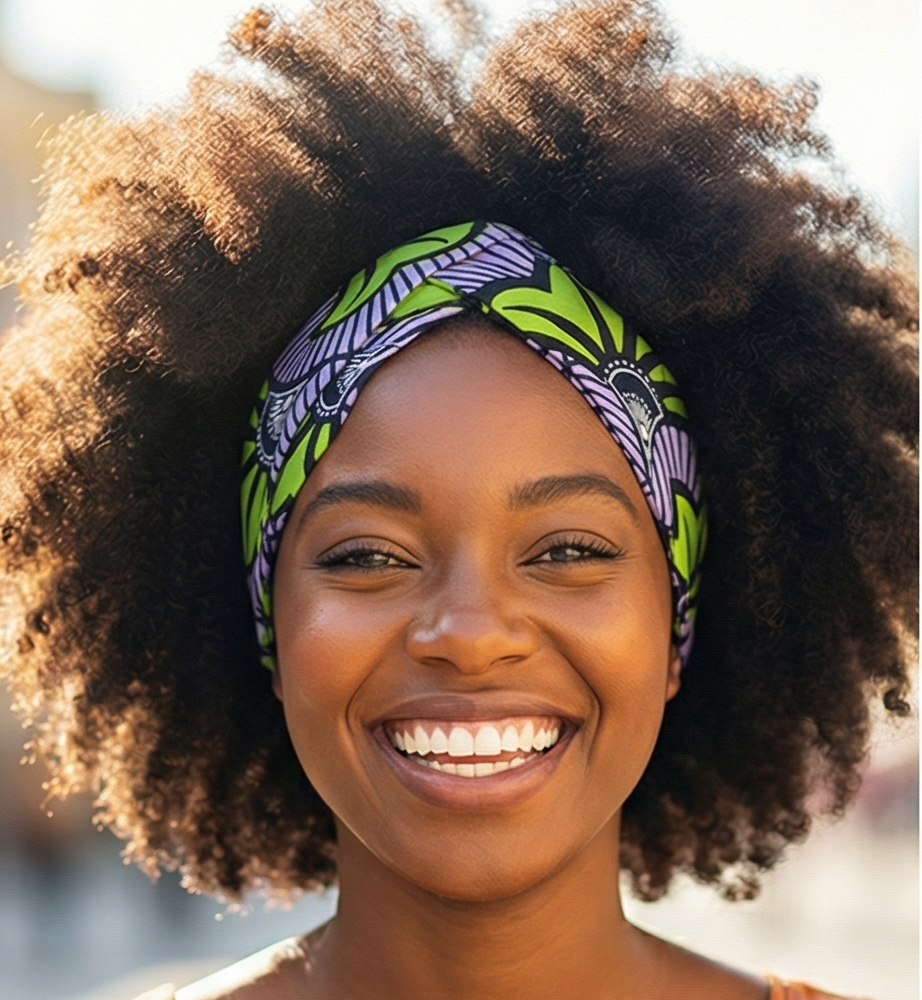 Headband – Fleur violet et vert