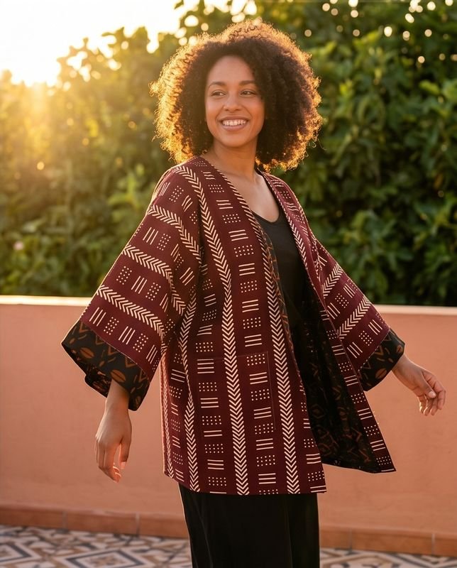 Kimono réversible – bordeau